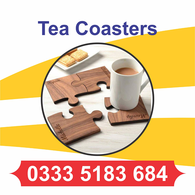 Text Tea Coaster Digitally Engraved Wooden Tea Coasters – Modern Precision with Natural ...